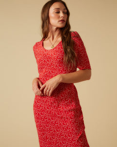 Helena dress, Red Micro Ditsy